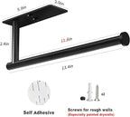 VAEHOLD Self Adhesive Paper Towel Holder Under Cabinet Mount, Wall Mount Paper Towel Roll Rack for Kitchen Cabinet, Bathroom, SUS304 Stainless Steel Black
