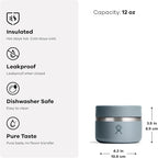 Hydro Flask Food Jar – Insulated Stainless Steel, Snack Travel Container for Hot Food & Soup 12 Oz Harbor Blue