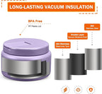 13.5oz Kids Jar for Hot Food, Insulated Vacuum Food Jar with Buckle Lid, Stainless Steel Wide Mouth Leak Proof Insulated Lunch Container for School Picnic Travel,Purple