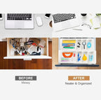 YOOUSOO Expandable Drawer Organizer, 2 PCS Adjustable Drawer Organizer Trays, Drawer Dividers Organizers and Storage For Office Supplies, Pens, Makeup,Utensils, Tools, Flatware and Junks, White