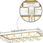 Wine Glass Rack - Under Cabinet Stemware Wine Glass Holder Glasses Storage Hanger 1 Pack Metal Organizer for Bar Kitchen 5 Rows Gold