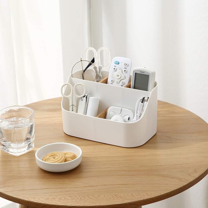Desk Organizer Remote Control Holder Makeup Caddy Box for Home & Office