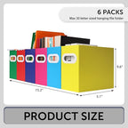 Collapsible File Organizer Box with Handle – Cardboard Hanging File Folder Storage Crate for Desk, Office, School, or Home – Colorful Portable Filing Box, Document Organizer, Magazine Holder