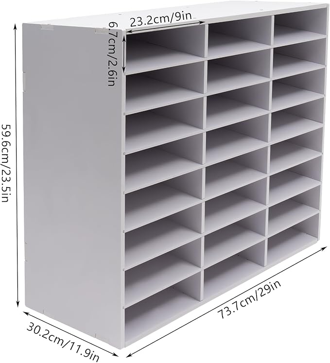 24 Compartment File Sorting Cabinet, Literature Organizer, Desktop File Rack, Desktop File Shelf, Office Mailbox for organizing homework, books, magazines in the classroom, office (White)