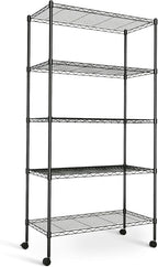 Simple Deluxe 5-Tier Storage Shelves, 29.92" W x 13.78" D x 65 "H Adjustable Heavy Duty Wire Shelving, 1250 Lbs Loading Capacity, Black