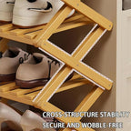 The 9-Tier No-Assembly Bamboo Rack, Foldable Stackable 9 Tier Bamboo Shoe Rack Vertical Storage Sturdy & Stable, Tall Narrow Space-Saving Expandable Shoe Rack for Entryway Closet Dorm (Brown,9 Tiers)