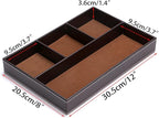 BTSKY 4 slots Desk Drawer Organizer, PU Leather Drawer Storage Organizer Divider for Office Desk Supplies Value Collection and Accessories Multi-Purpose Storage Desktop Organizer Tray(Brown)