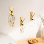 pickpiff Brushed Gold Self Adhesive Coat Hooks for Hanging: 13LB Extra Strong Stainless Wall Hook for Towel, Utensil, Backpack, Hat, Sturdy Metal Hanger for Bathroom, Kitchen, Door, 4-Pack