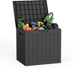 35 Gallon Outdoor Deck Box,Waterproof Resin Outdoor Storage Boxes, Outside Storage Lockable Container for Garden Tools,Indooor Cushions,Accessories (Black)