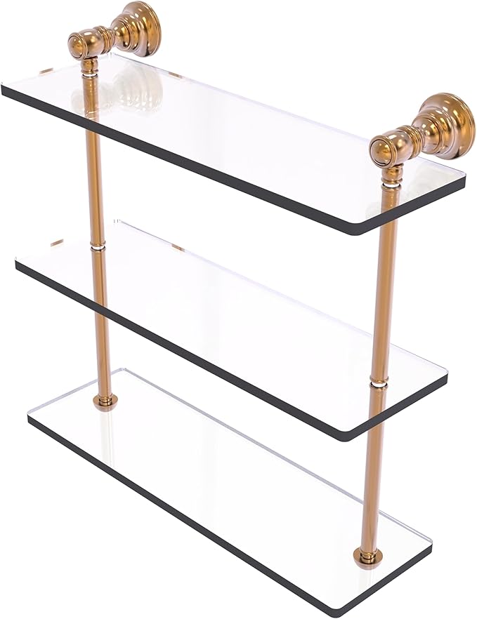 Allied Brass CL-5-16-BBR Carolina Collection 16 Inch Triple Glass Shelf, Brushed Bronze