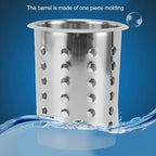 Tyenaza Stainless Steel Utensil Holder, Multipurpose Large Capacity Kitchen Utensil Holder,Utensil Crocks Organizer for Forks, Spoons, Knives, Kitchenware(with Holes)