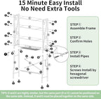 Over-The-Toilet Storage Rack 4-Tier,Bathroom Organizer Shelf Over Toilet,Adjustable Wooden Shelves and Basket,Freestanding Above Toilet Shelf,Space Saver for Rooms(Black Rack-Rustic Brown Shelves)
