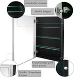 Modern Medicine Cabinet Mirror Storage for Bathroom Bedroom Surface/Recessed Mount with 3 Shelves (16"x26", Brushed Silver)