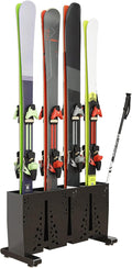 Heavy Duty Metal Ski Storage Rack, 4 Pair Freestanding Steel Ski Holder, Floor Stand Ski Organizer Rack, Snowboard Floor Stand Organizer for Garage and Home