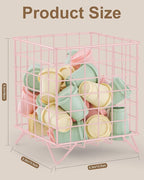 FantasyLife K Cup Holder Organizer, 5.3" x 5.3" x 6.3" Coffee Pod Storage Basket, Coffee Bar Accessories Metal Basket, Large Capacity Countertop Organizer for Kitchen Counter & Office Desktop (Pink)