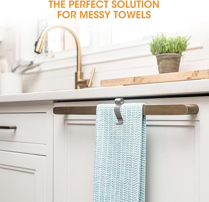 Aieve 4 Pcs Stainless Steel Towel Clips,Hand Towel Clips for Kitchen or Bathroom, Towel Holder Clips for Towel Rack,Oven Handle, Dishwasher, Stove