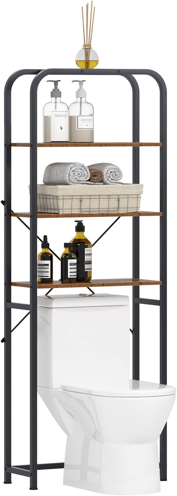 SogesHome 4-Tier Over Toilet Storage Shelf, Bathroom Space-Saving Storage Shelf Over Washer, Wood Shelves for Small Rooms & Laundry, Vintage Brown