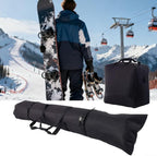 Wall Mounted Storage Rack and Bag Set for Ski Equipment Providing Space Saving Solution with Padded Bags for Protection of Ski Boards and Boots