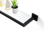Bathroom Shelf, Glass Shelf for Bathroom, 22.32 Inch Large, 8mm Extra Thick Tempered Glass Shelves Wall Mounted, Square Modern Rectangular, Matte Black,No Assembly, 071090-MB