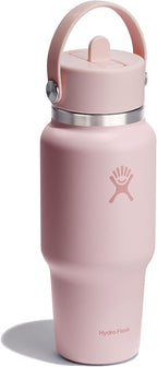 Hydro Flask Travel Water Bottle - Insulated Stainless Steel - Wide Straw Lid, Non Spill, Leakproof in 24 Oz Trillium Pink