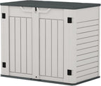 Patiowell Outdoor Storage Shed - Horizontal Storage Shed for Patio, Garden, Backyards, Multi-Opening Door Easily Storage for Trash Cans, Lawn Mower, Tools, 36 Cu Ft Without Shelf, Grey