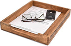 Letter Trays & Stacking Supports Acacia Wood Front Load File Organizer for Office Desk & Home Holds Files, Folders & Documents (14" X 11" X 2")