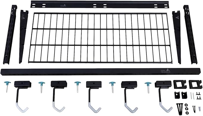 StoreYourBoard Solitude Ski Wired Storage Rack and Shelf, Wall Mount Organizer Holds 10 Pairs of Skis and Accessories, Heavy Duty Supports 300 lbs