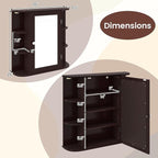 Tangkula Bathroom Medicine Cabinet with Mirror, Modern Wall Mounted Space-Saving Storage Organizer with Mirrored Door, 4 Internal Shelves & 6 Open Side Shelves, Bathroom Wall Cabinet (Coffee)