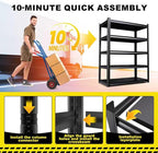 3 Pack Heavy Duty 5-Tier Garage Shelving Unit (2500 LBS Capacity)–71.2"H x 35"W x 16"D Adjustable Metal Storage Rack, Industrial Steel Utility Shelves for Garage, Pantry, Warehouse, and Basement Black