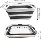 SAMMART 42L (11 gallon) Collapsible Plastic Laundry Basket - Foldable Pop Up Storage Container/Organizer - Space Saving Hamper/Basket (1, White/Steel Gray)