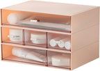 Desk Organizer with 6 Drawers, Makeup Organizer, Plastic Makeup Storage, Cosmetic Storage Organizer, Desk Storage Box, Bathroom Organization Boxes, Desktop Storage Box(Pink)