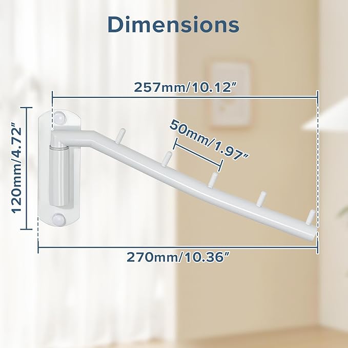 Alise Wall Mounted Drying Rack,Swivel Clothes Drying Rack Stainless Steel,Space Saving Clothes Hanger Rack,Heavty Duty Clothes Wall Drying Rack for Laundry Closet Bedroom/Bathroom,White,2 Pack