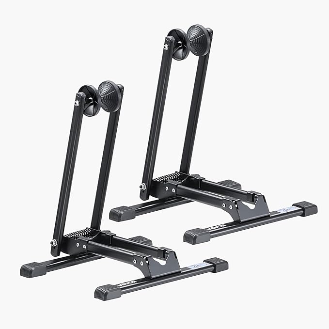 VEVOR Bike Racks 2 Pack, Fits 20 to 27 Inch Mountain & Road Bikes, Alloy Steel Rust-Resistant Bike Floor Stand Rack, Foldable Bicycle Stand for Entryway, Garage, Home Bikes Parking & Storage, Black