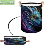 TropicalLife Collapsible Laundry Basket Cool Dragon Large Laundry Hamper Waterproof Storage Bins with Leather Handles Clothes Nursery Hampers for Bathroom Bedroom Toy Organizer