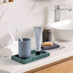 Natural Small Marble Vanity Tray, Luxury Stone Organizer for Bathroom & Kitchen | Holds Soap Dispenser, Jewelry, Perfume | Non-Resin, Non-Ceramic Décor (Green, Mini (7.9" x 4.3" x 0.78"))