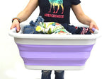 SAMMART 41L Collapsible Plastic Laundry Basket - Foldable Pop Up Storage Container/Organizer - Portable Washing Tub - Space Saving Hamper/Basket (1, Grey/Lt. Purple)