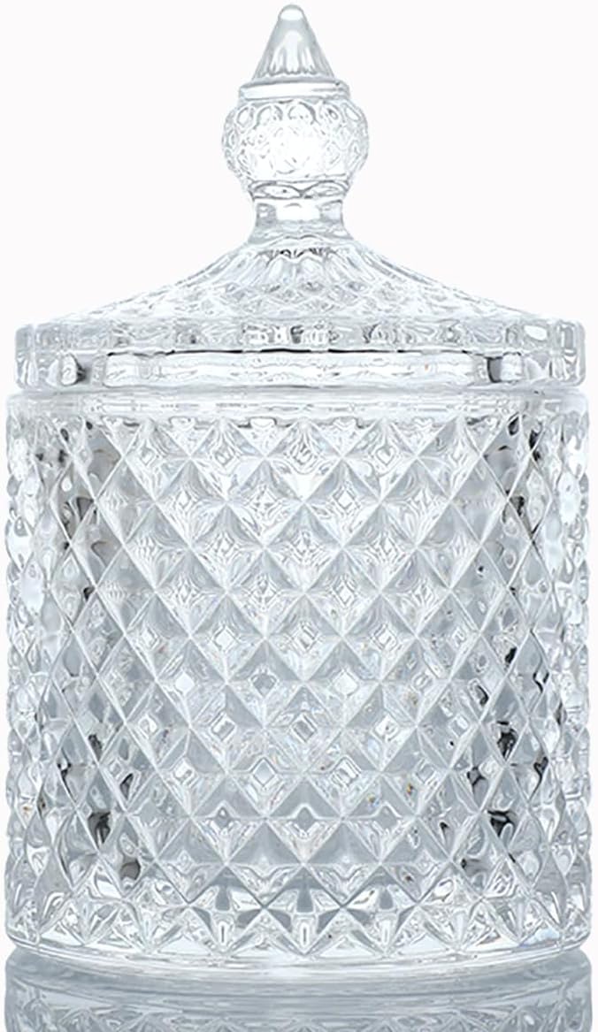 Glass Jar With Lid,Qtip Holder,Sugar Bowl,Candy Cookie Jars,Jewelry Box,Decorative Jar,Candle Cup(Clear)