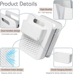 Small Collapsible Laundry Basket, Space-Saving Wall-Mounted Hamper with Detachable Mini-Basket, Portable Hanging Organizer for Clothes, Underwear Socks. (White)
