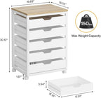 Tribesigns 5-Drawer File Cabinet, Wood Mobile Storage Drawer Unit, Modern Office Cabinet with Drawers & Wheels, Rolling Printer Stand for Home Office (White)