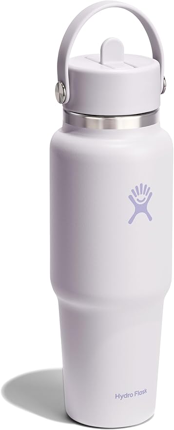 Hydro Flask Travel Water Bottle - Insulated Stainless Steel - Wide Straw Lid, Non Spill, Leakproof in 32 Oz Cloud Pink