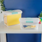Sterilite Medium Nesting ShowOffs, Stackable Small Storage Bin with Latching Lid and Handle, Plastic Container to Organize Home, Clear, 24-Pack