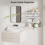 Floating Shelves for Wall, Floating Shelf for Bathroom Set of 3, Floating Shelf for Wall with Toilet Paper Holder for Bathroom, Bedroom, Living Room, Kitchen, Office (White)