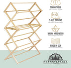 Pennsylvania Woodworks Clothes Drying Rack: Solid Maple Hard Wood Laundry Rack for Sweaters, Blouses, Lingerie & More, Durable Folding Drying Rack, Made in USA, No Assembly Needed, Medium