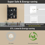 16 x 28 Inch LED Medicine Cabinet with Mirror, UL Certified Dimmable Lighted Bathroom Mirror Cabinet, Anti-Fog & Memory Function, 3 Color Modes, Recessed or Wall Mounted, Adjustable Shelf, Black