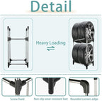 Hershii Tire Storage Rack Standing Garage Storage Shelf Organizer for Indoor Outdoor Use - Black + Silver, 22.51'' X 14.16'' X 45.11''