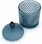 Colorful Glass Jar With Lid,Trinket Dish,Candy Cookie Jars,Buffet Biscuit Containers Food Storage,Decorative Jar(Large Blue Gray)