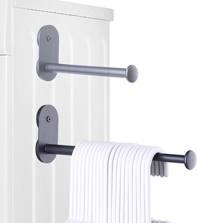 Extendable Magnetic Hanger Holder for Laundry Room, Clothes Hanger Orangizer Rack for Side of Washer or Dryer, Space Saving Laundry Storage, Black, Pack of 1