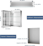 ExBrite LED Lighted Bathroom Medicine Cabinet with Mirror, 20 x 26 Inch, Recessed or Surface Mount, Anti-Fog, Stepless Dimming, Color Temperature Adjustment, 2 Outlets, Storage Shelves, Right Hinge
