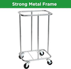 Laundry Basket with Wheels, Rolling Laundry Hamper with Removable Bag, 100L Laundry Sorter Cart, Tall Narrow Slim Clothes Hamper Organizer with Sturdy Metal Frame, Black+Silver