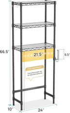 SINGAYE Over The Toilet Storage Shelf：3-Tier Bathroom Organizer and Storage Shelf with Adjustable Shelf and Basket Freestanding Space Saver Above Toilet for Room Black